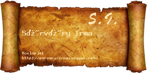 Sárváry Irma névjegykártya